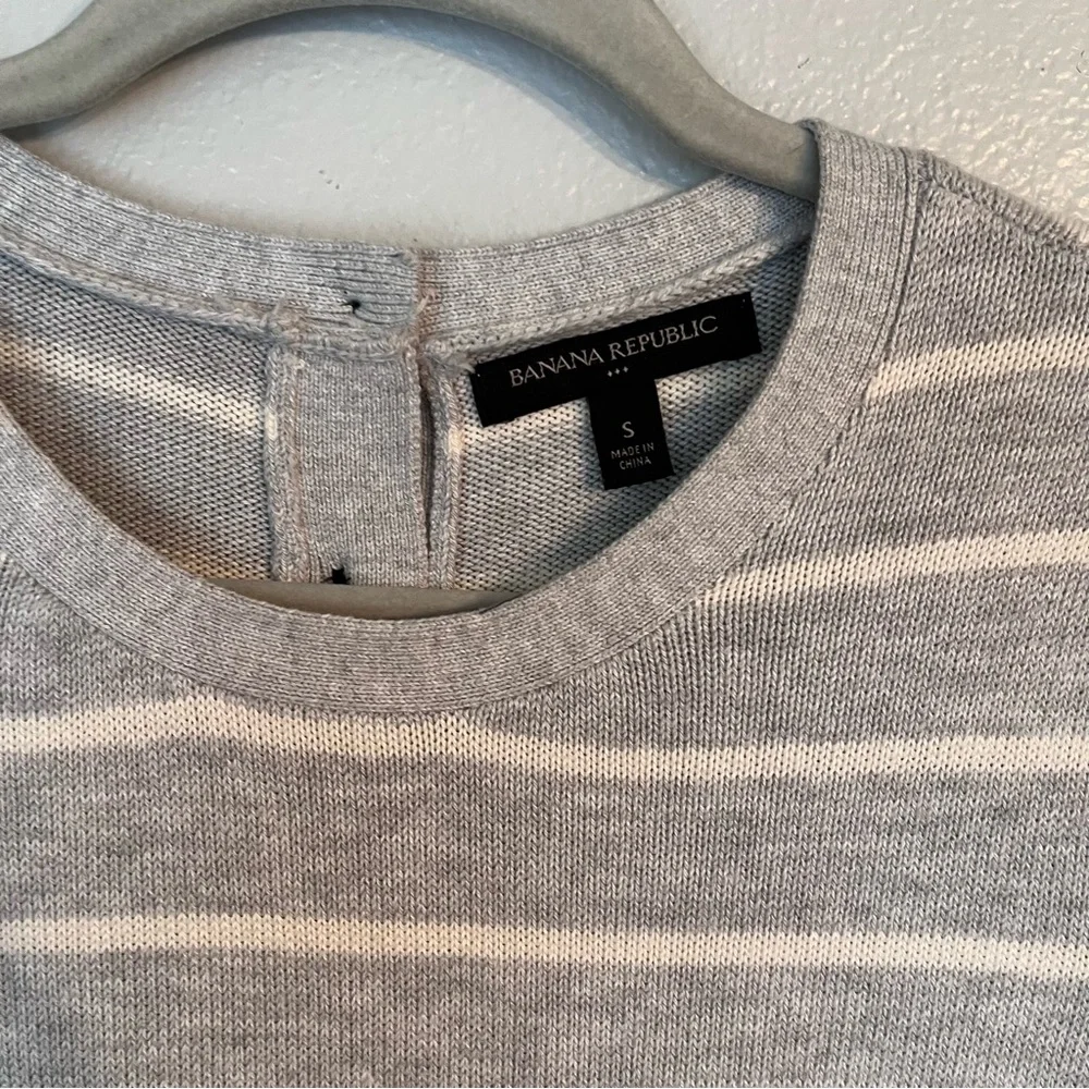 Banana Republic Womens Gray White Short‎ Sleeve Cotton Dress Casual Small - Picture 3 of 10